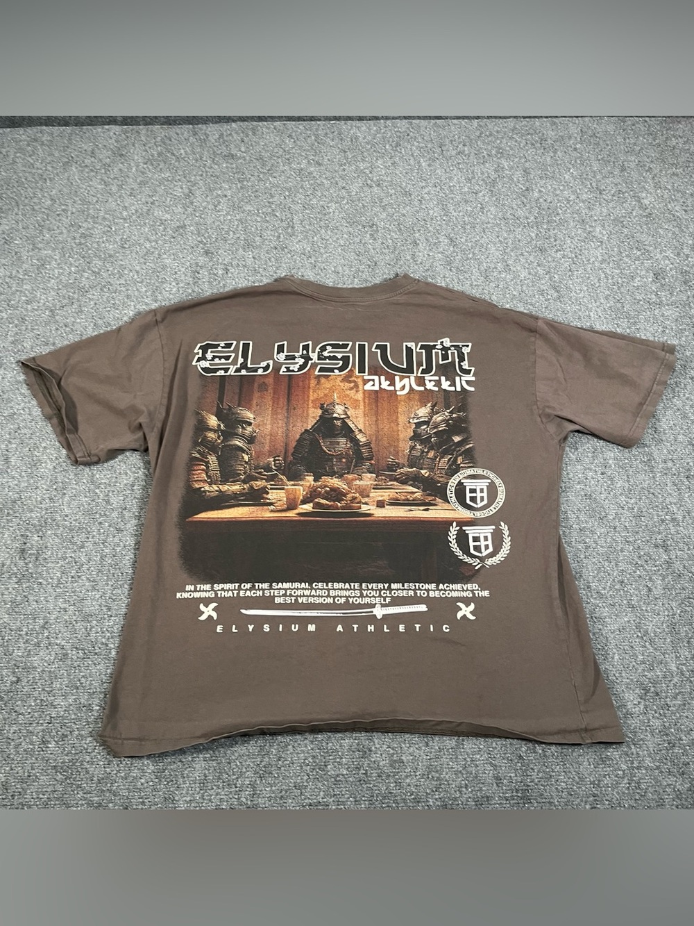 Elysium Athletic Samurai Graphic Tee Alex Eubank Brown Size Xl Athletic Gymwear